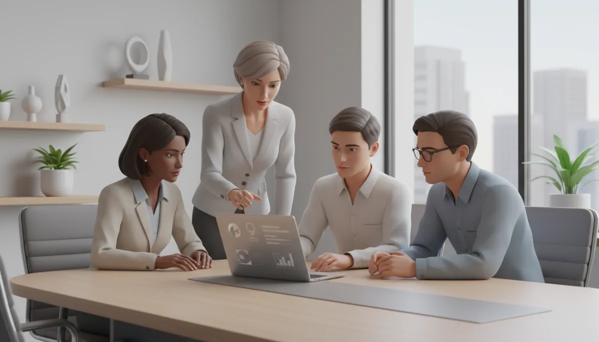 Manager coaching employees during a professional skills training session
