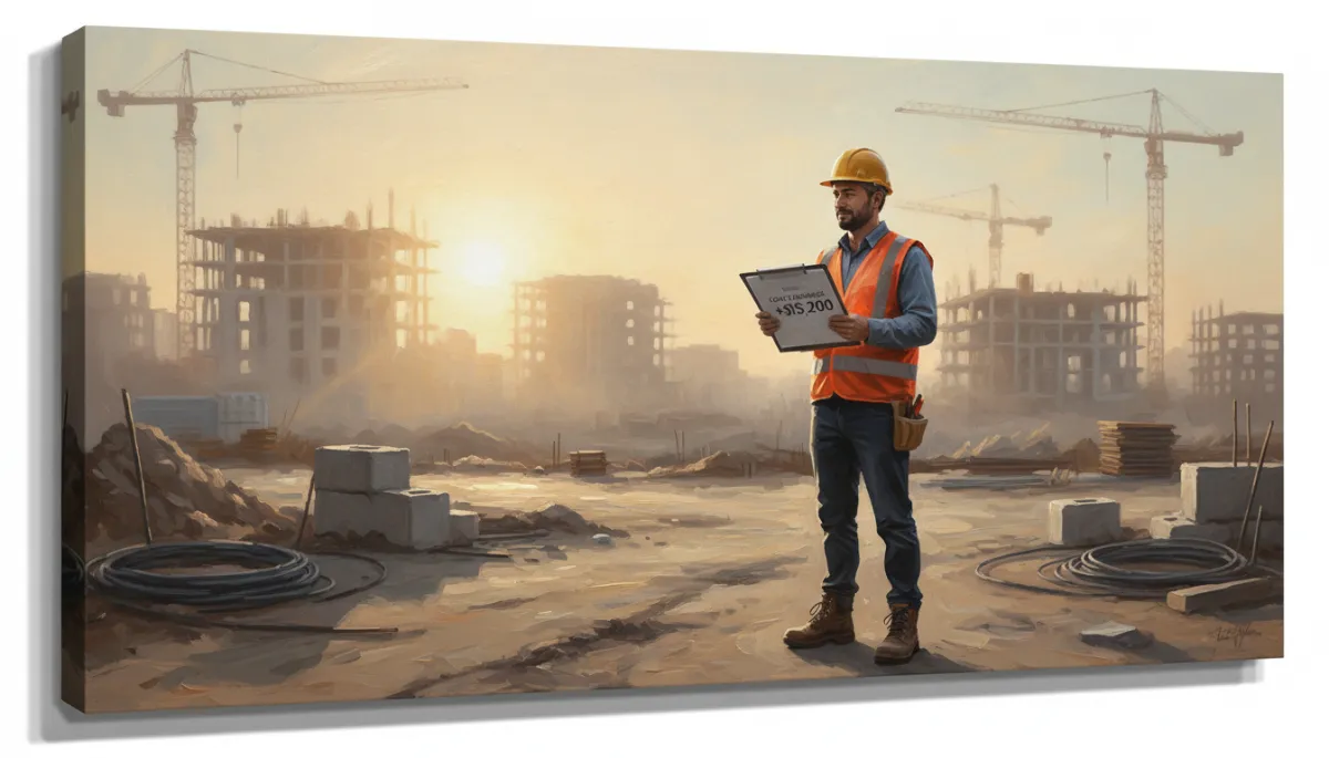 Canvas oil painting of a contractor confident about future cash flow
